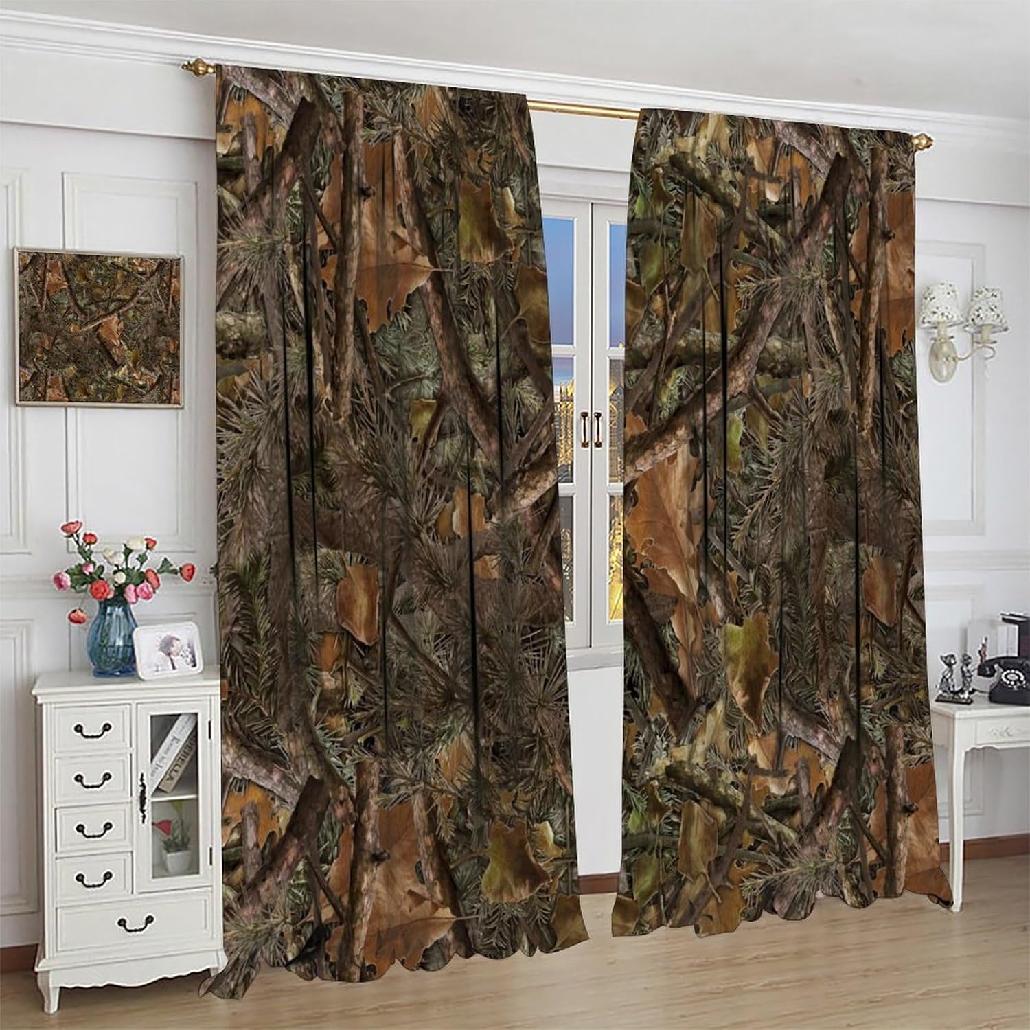 Hunting And Camping In Forest - Cortinas opacas de bosque de camuflaje