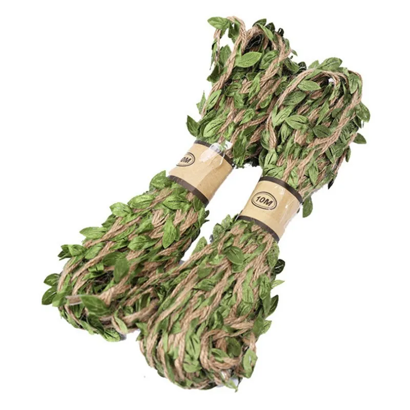 Hunting Blind Fabric - Cuerda de cáñamo con hojas verdes