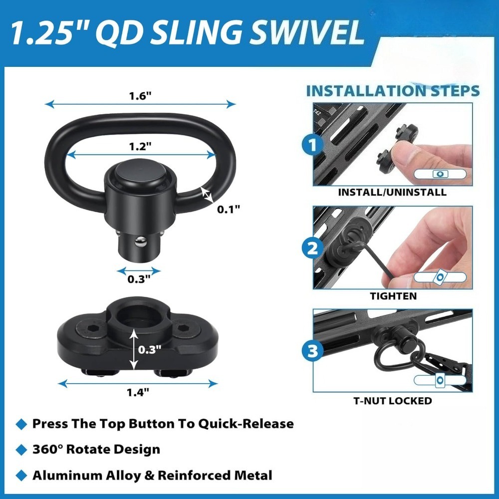 Correa Táctica de 2 Puntos par - Rifle Sling Swivel reseña y precio