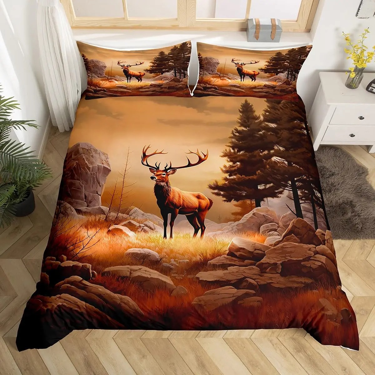 Funda nórdica de ciervo y alce - Hunting And Camping In Forest reseña y precio