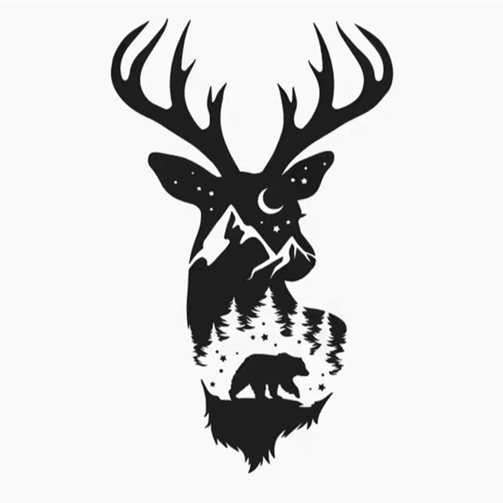 Calcomanía de vinilo para coch - Hunting And Camping In Forest reseña y precio